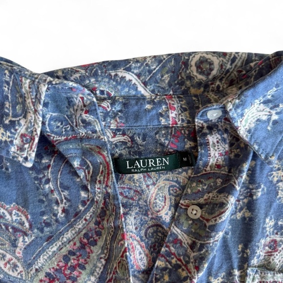 Ralph Lauren Blue Paisley Women's Button Down Sleepdress - Picture 3 of 5